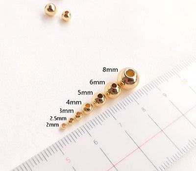 14K Gold Plated beads, Gold Spacer Round Beads, 2mm/2.5mm/3mm/4mm/5mm/6mm/8mm, Spacer Beads For Bracelet, Jewelry making YY001