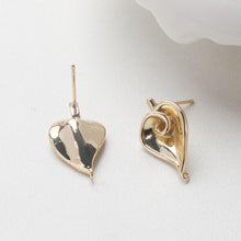 تحميل الصورة إلى عارض المعرض، قرط ذهبي على شكل ورقة قلب، أقراط من الذهب عيار 14 قيراطًا/فضة خالية من النيكل، دبابيس أذن من الفضة S925، قرط أذن على شكل قلب مع حلقة GZ715