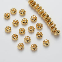 Load image into Gallery viewer, 10PCS- Gold Plated Pumpkin Spacer Beads, 5.4mm, Flat Spacer Beads, 18k Gold Plated Beads, Bracelet Making, Jewelry Finding GZ227