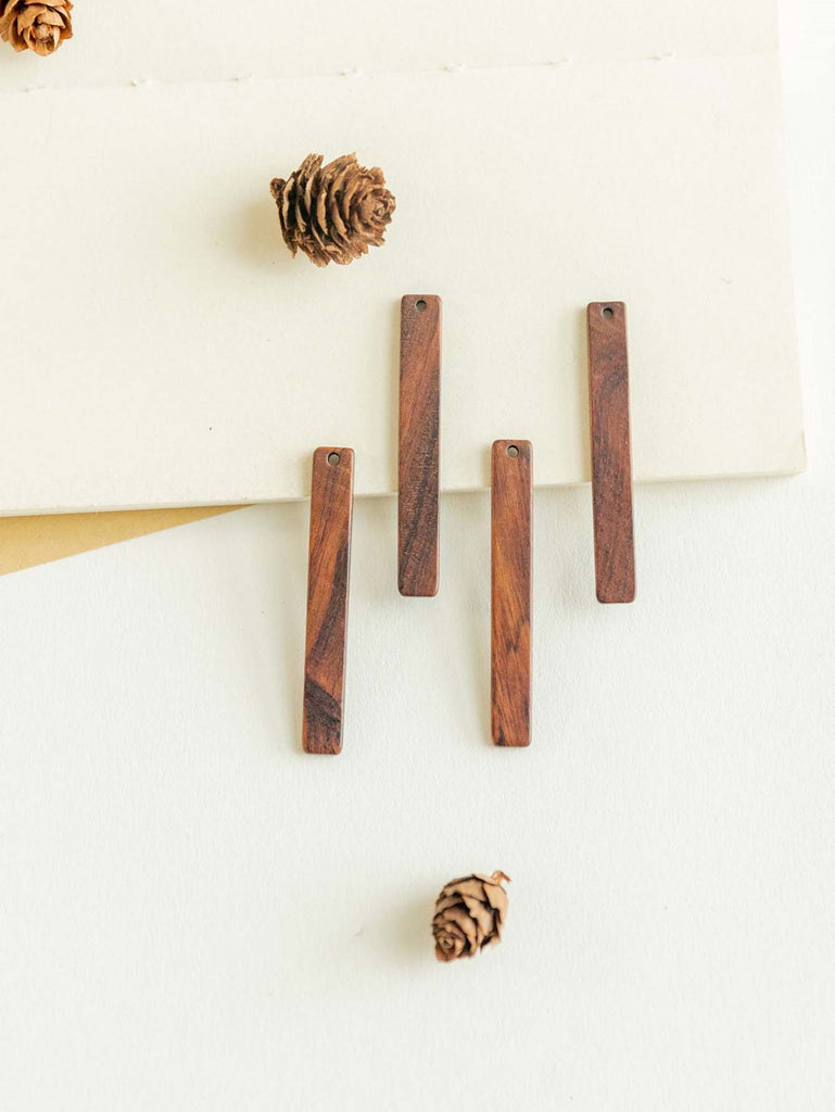 10PCS Long Rectangular Wooden Bar, Geometric Wooden Pendant, Necklace Making Findings JT048