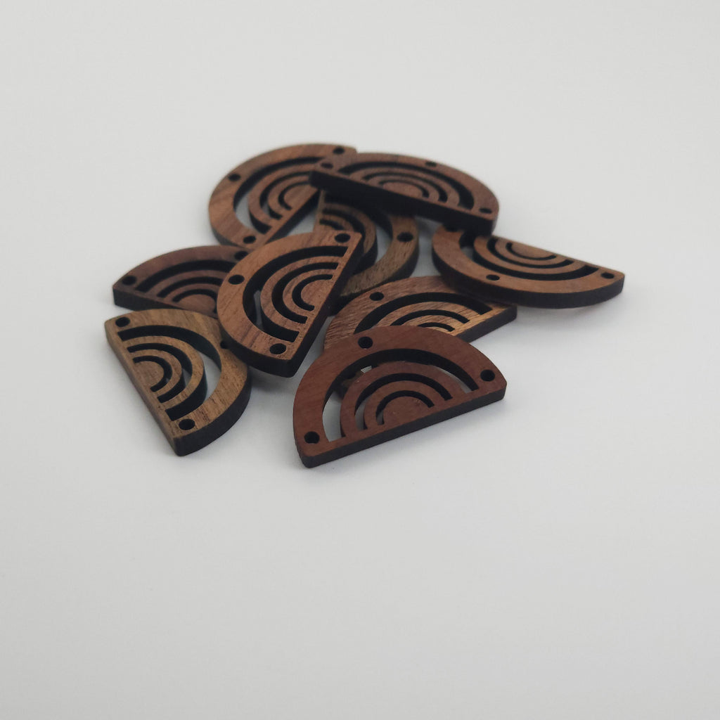 10PCS Half Round Shape Wood Charms, Multihole Wooden Pendant, Reclaimed Walnut Wood, Geometric Statement Wood Earrings Diy Ideas JT970