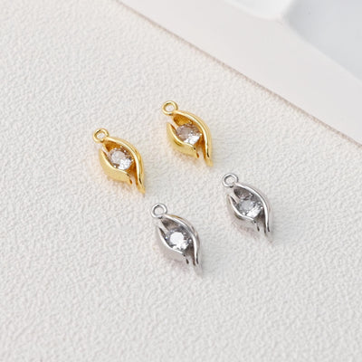 Horse Eye Charm, Oval Shape Pendant, CZ Pave Horse Eye Charm,  18K Gold Plated, For Necklace And Earrings Making, Jewelry Findings D0497