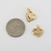 Load image into Gallery viewer, Cubic Heart Charms, 18K Gold Plated CZ Pave Love Charms, Bracelet Necklace Making Pendants, Jewelry Findings S20819