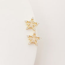 Load image into Gallery viewer, 4PCS Pentagram Star Ear Post with Loops, S925 Silver Ear Pin, Nickel Free, CZ Pave, 15mm, 18K Gold Plated Stud Earring Finding ZX032