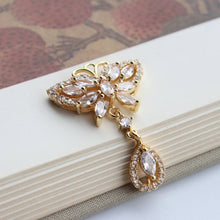 Load image into Gallery viewer, CZ Pave Butterfly Charm, Cubic Zircon Crystal Butterfly Pendant, Bracelet Necklace Pendant, 14K Gold Plated, Jewelry Findings JY058-F033
