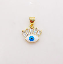 Load image into Gallery viewer, Enamel Cubic Evil Eye Charm, 18K Gold Plated Micro CZ Pave Eye Pendant, Necklace Making Charm, Jewelry Findings S915