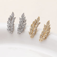 تحميل الصورة إلى عارض المعرض، قرط على شكل ورقة شجر مع حلقة، دبوس أذن من الفضة الاسترلينية 925، أقراط خالية من النيكل، قرط أذن مرصع بأحجار الزركونيا المكعبة، نتائج قرط مضادة للحساسية GZ394