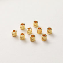 Load image into Gallery viewer, 10PCS 6mm Moon Star Tube Spacer Beads, Micro Pave Symbols Large Hole Cubic Beads, 18K Gold Plated, Bracelet Making Jewelry Finding S240
