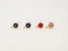 Cargar imagen en el visor de la galería, 4 pendientes redondos con pasadores, piedras preciosas de 4 colores, plata S925, sin níquel, chapado en oro de 18 quilates con circonita cúbica, ZX056