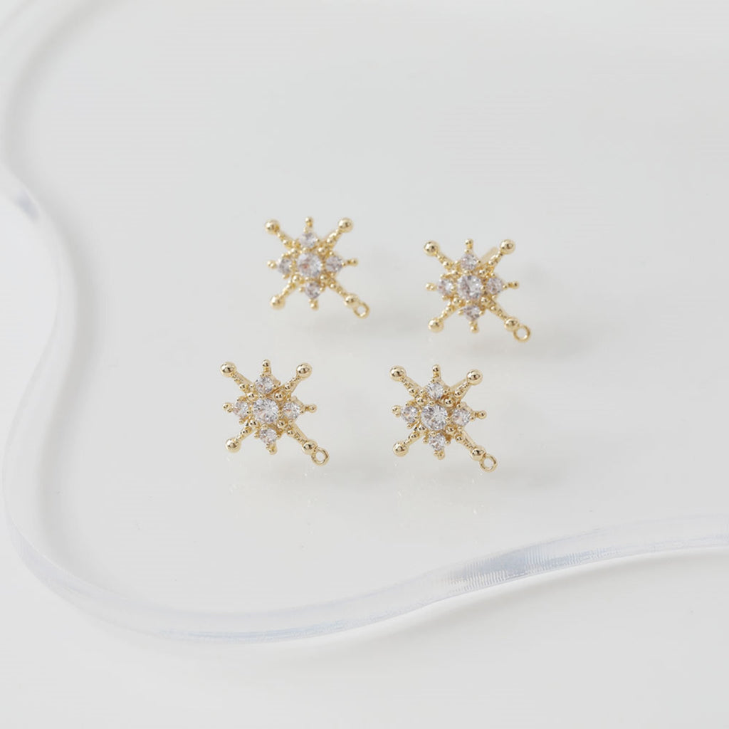 Pendiente de plata S925 con forma de estrella polar cúbica y aro, sin níquel, con forma de cruz de oro y plata, hipoalergénico, ZZ046