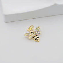 Load image into Gallery viewer, Bee Pendant, 18k Gold Plated, CZ Pave Pendant For Jewelry Making, Necklace Finding S20813