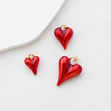 Red Heart Charms, 18K Gold Plated, 3D Love Pendant, Necklace And Bracelets Making Pendants, Jewelry Findings S1351