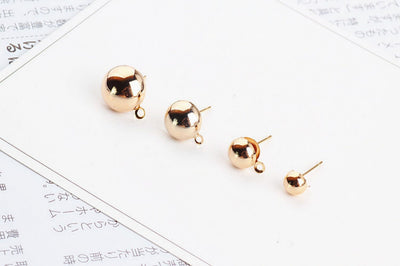 10pcs Half Ball Ear Post, Nickel Free Earrings, 6mm,8mm,10mm,12mm, Gold/Silver Ear Stud, Hypoallergenic Earring Findings BY011-ZX7007