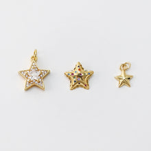 Load image into Gallery viewer, Tiny Star Charms, Crystal Cubic Star Pendant, Star Connector, 18K Gold Plated, Necklace charms, Jewelry Findings