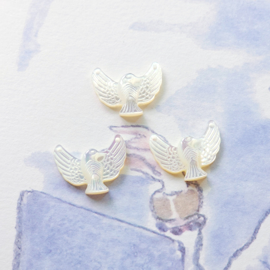 Eagle White Mother-of-Pearl, MOP Shell Pendant, White Nacre, Shell Charm, Mother of Pearl Jewelry Making Findings RY026