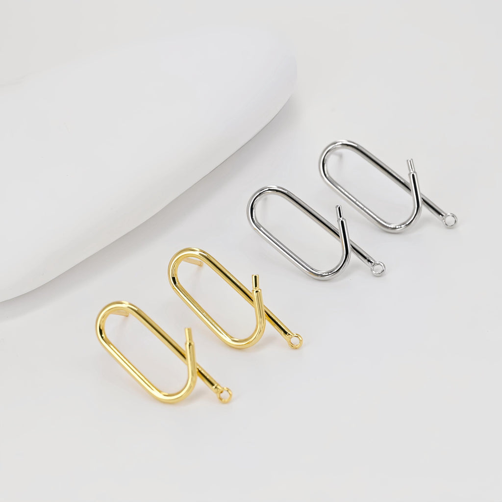 Pendientes ovalados con pasador, dorados con aro, broche de plata S925, hipoalergénicos, accesorios para pendientes, materiales hechos a mano D0394