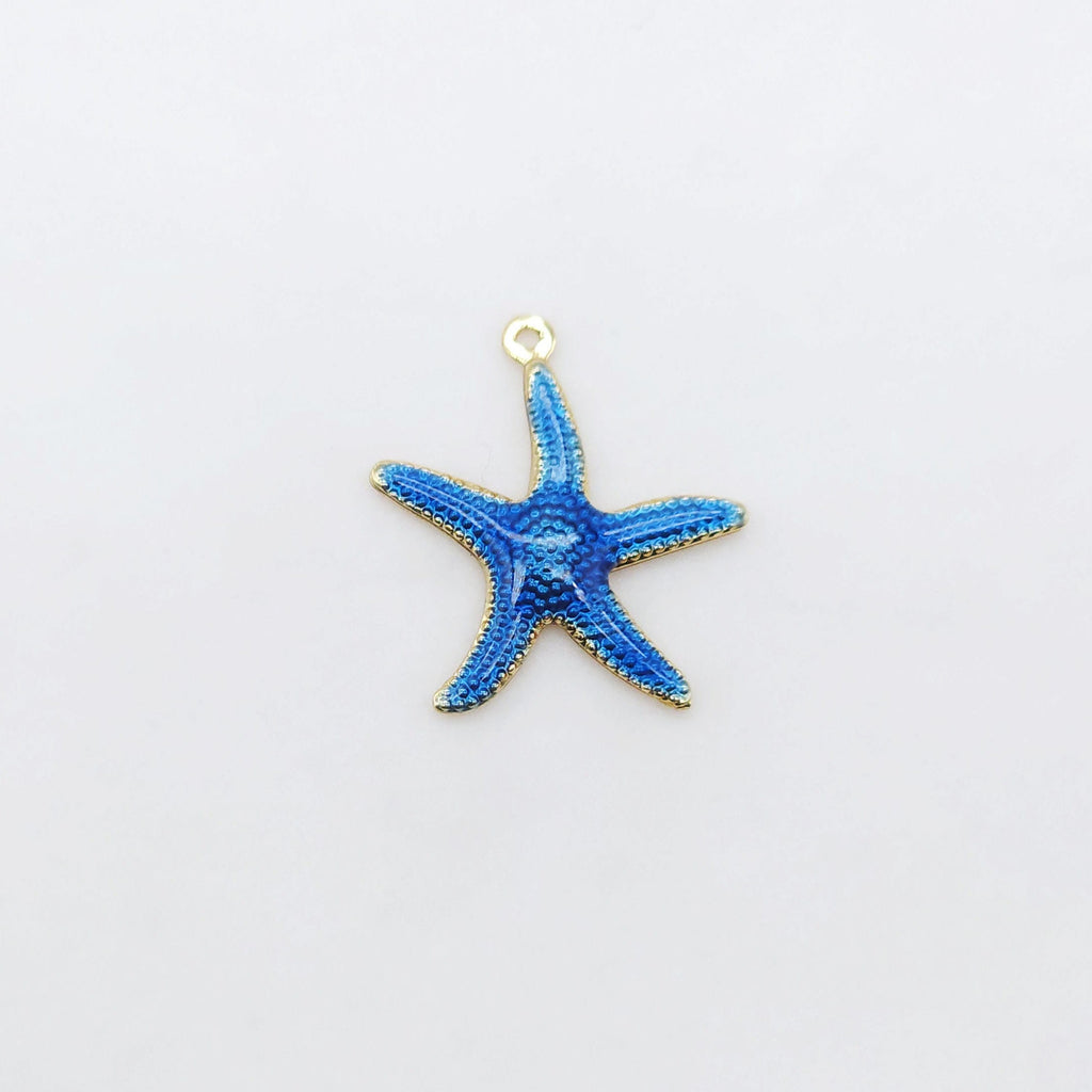 3D Enamel Starfish Charms, 18K Gold Plated, Dainty Starfish Shape Pendant, Bracelet Making Pendant S20520