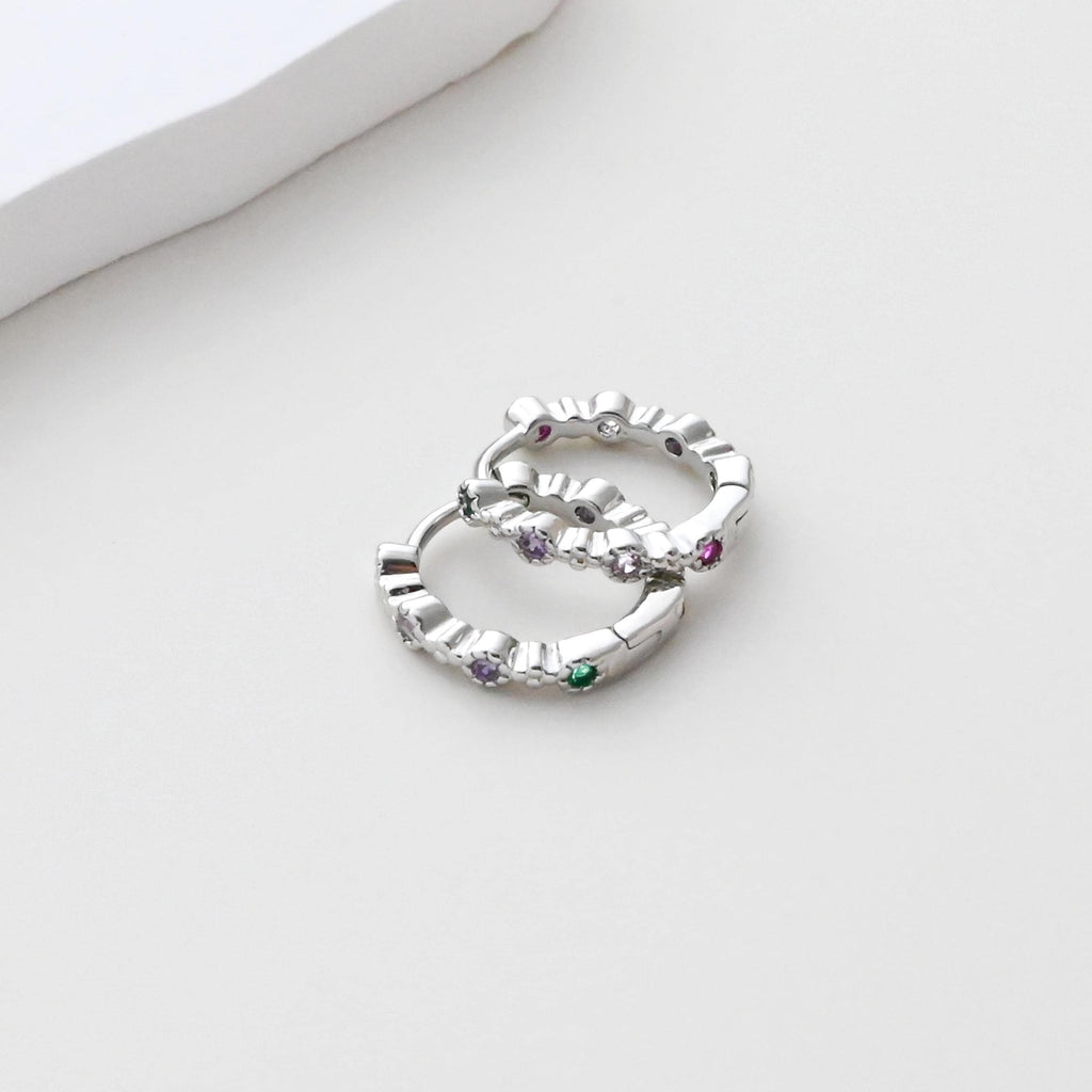 Rainbow CZ Earring Hoops, Gold Plated Huggie Hoop Earring, Leverback Earring, DIY Earring  Findings, Handmade Earring Supplies D0549