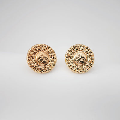 Sun Face Earring Post, 18K Gold Plated Stud Earring With Loop, Sunshine Ear Studs, Earring Finding ZX203