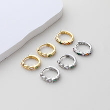 Load image into Gallery viewer, CZ Multicolor Earring Hoop, Gold Plated Huggie Hoop Earring, Leverback Earring, DIY Earring  Findings, Handmade Earring Supplies D0524-D0527
