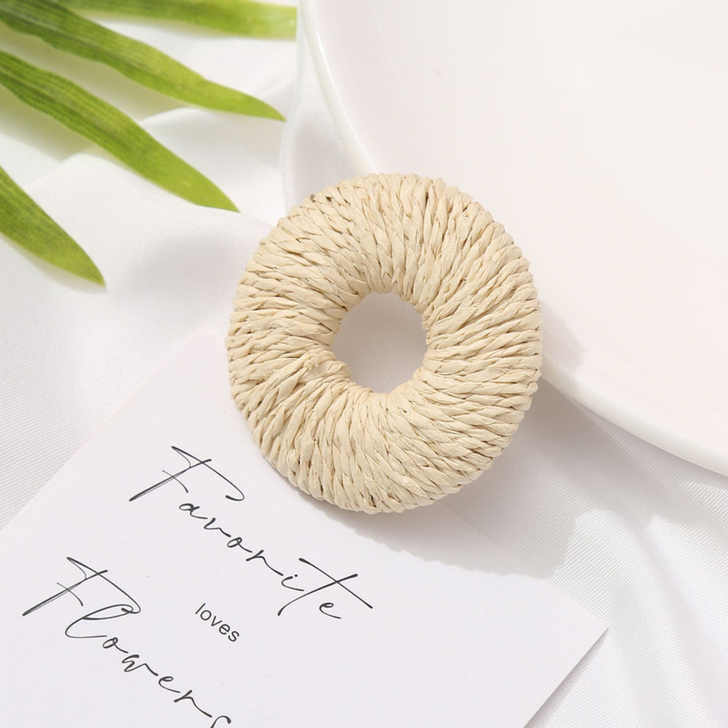 Pendientes de paja tejida, pendientes bohemios, pendientes de estilo vacacional para niñas, pendientes hechos a mano BS005