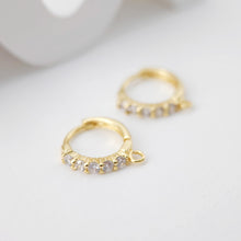 Load image into Gallery viewer, Cubic Zirconia Ear Hoops Multicolor Pave Crystal, 15*13.7mm, 18K Gold Plated Leverback Earrings, Huggie Hoops Earring D0213
