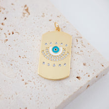 Load image into Gallery viewer, Gold Evil Eye Card Charms, Enamel Eye Pendant, 18K Gold Plated Brass, Necklace Making Charms, Jewelry Findings S20553