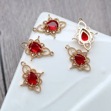 Load image into Gallery viewer, 10pcs Flower Charm, Cubic Zircon Crystal Flower Pendant, Gold Plated  Earring Charms, Jewelry Findings HL090-F009