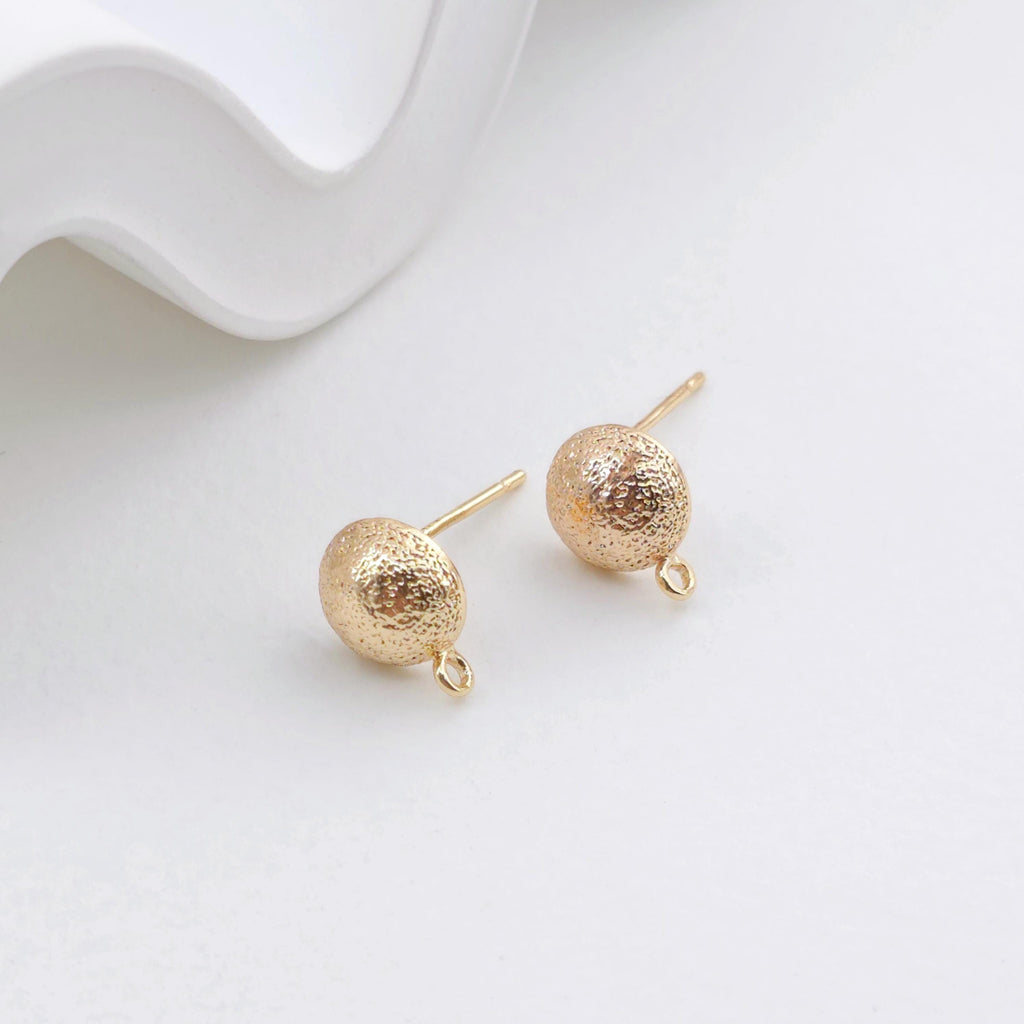 Pendientes de botón redondos con aro en oro de 14 quilates, superficie esmerilada, sin níquel, broche de plata S925, accesorios hipoalergénicos ZX317