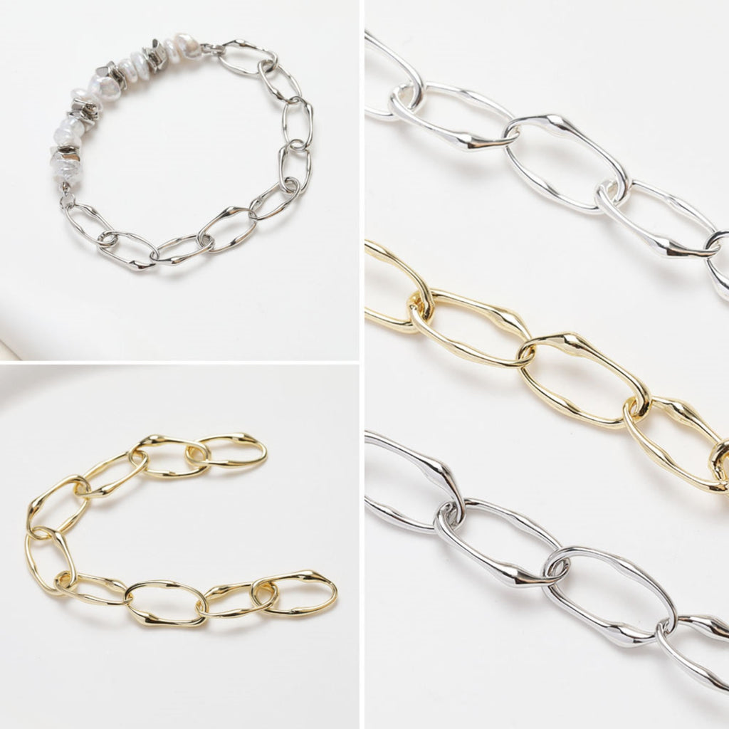 14K Gold Oval Chain Charm, Cut to Size, Necklace Bracelet Making Finding, Chain Connecor for Jewelry Making GZ264