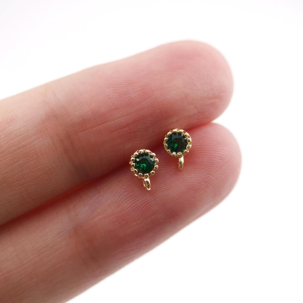 4 pendientes redondos con pasadores, piedras preciosas de 4 colores, plata S925, sin níquel, chapado en oro de 18 quilates con circonita cúbica, ZX056