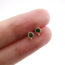 Cargar imagen en el visor de la galería, 4 pendientes redondos con pasadores, piedras preciosas de 4 colores, plata S925, sin níquel, chapado en oro de 18 quilates con circonita cúbica, ZX056