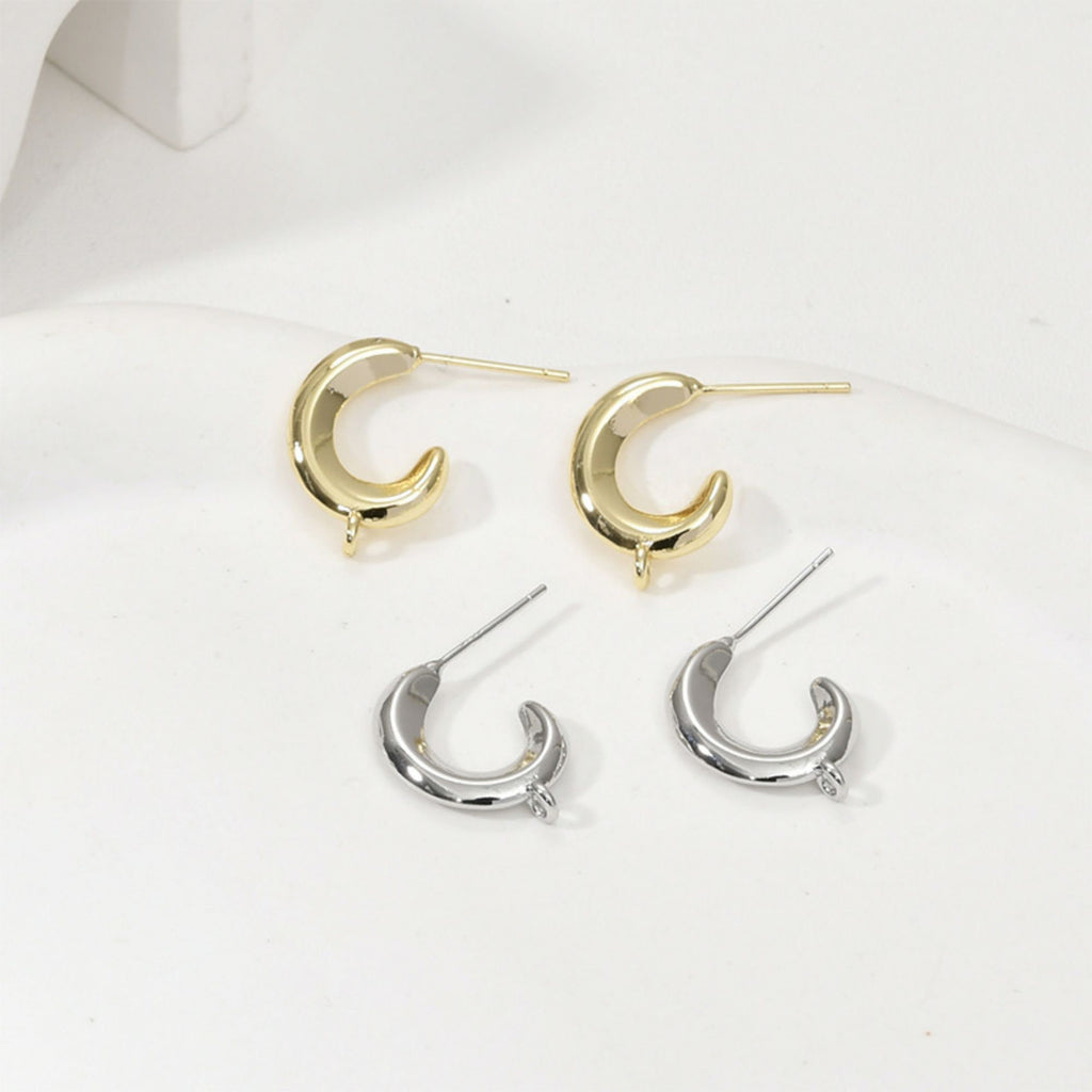 C Shape Earrings Post With Loop, S925 Silver Ear Pin Nickel Free Earrings, Ear Stud Loop, Hypoallergenic Earring Findings LL137-D0480