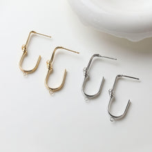 Load image into Gallery viewer, Gold Knot Earring Post, S925 Silver Ear Pin, Nickel Free Earrings, 14K Ear Stud, Tie The Knot Earring Findings GZ746