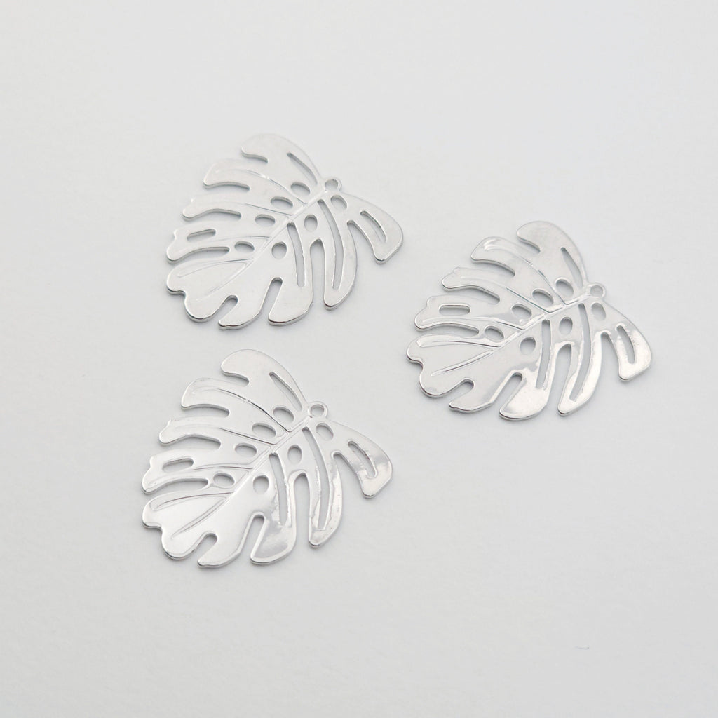 Gold Monstera Leaf  Charms, Metal Blank, 14K Gold/Silver Plated, Monstera deliciosa Pendant, Bracelet Making Pendant D0017