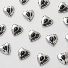 Load image into Gallery viewer, Heart Charms, Pave Black Stone, 14K Gold Plated, Love Pendant, Necklace Making Pendants, Jewelry Findings GT031