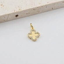 Load image into Gallery viewer, Four Leaf Clover Pendant, CZ Pave Charm, 18K Gold Plated, Necklace Jewelry Finding S1277