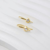 Heart Zircon Ear Wire Hook, Gold Plated Earring Hook, Hypoallergenic Hooks Earring , Nickel Free, Handmade Earring Findings  Supplies D0094