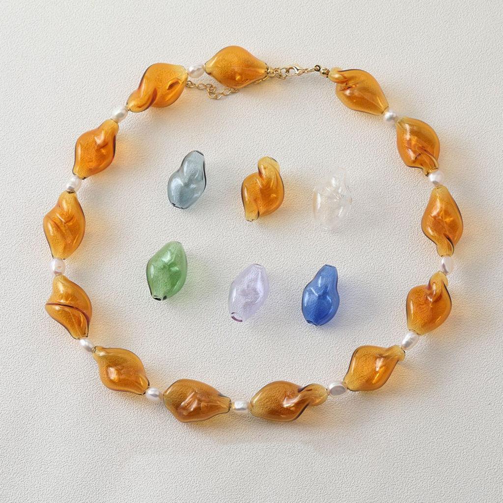 Glass Bubble Beads,Irregular Twisted Glass Beads, Colorful Hand Blown Hollow Round Globes for Jewelry Making, DIY Beads Finding GZ560