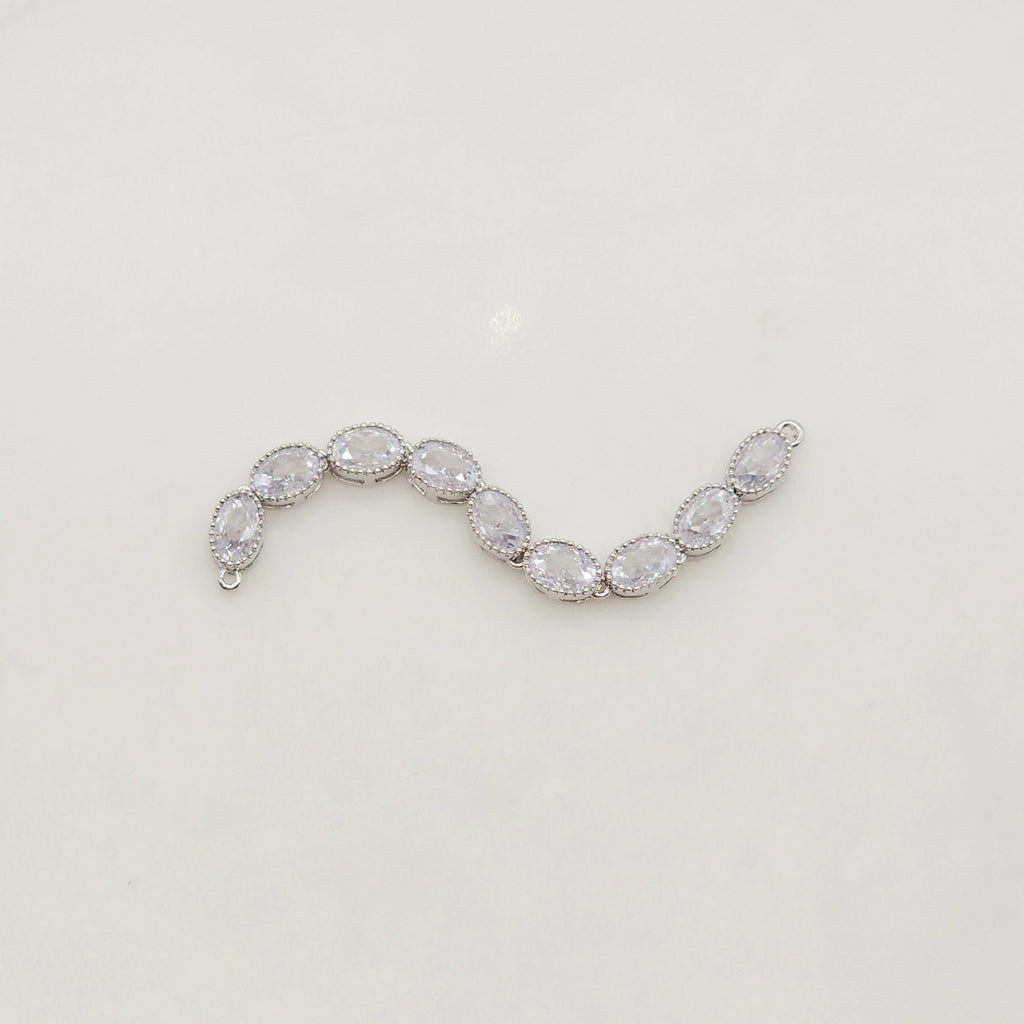 Rainbow Cubic Tennis Connector, 18K Gold Plated CZ Pave Tennis Pendant, 70mm in length, Bracelet Making Charm, Jewelry Findings S20342