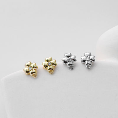 Bowtie Pave CZ Earring Post, 18K Gold/Silver Plated, S925 Silver Pin Nickel Free Earrings, Hypoallergenic Earring Findings D0399