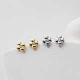 Poste para aretes con pajarita y pavé de circonitas cúbicas, chapado en oro de 18 quilates y plata de ley 925, sin níquel, hipoalergénico, D0399