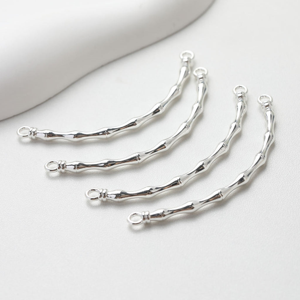 Bamboo Curved Connector with loops, 14K Gold/Silver Plated Bracelet Making Findings, Bracelet Jewelry Findings GE106