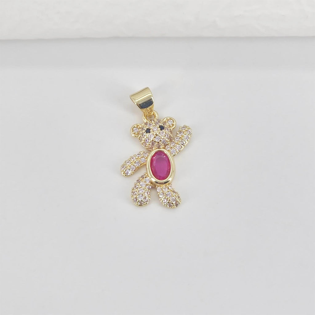 Bear Charm, Pave CZ, 18K Gold Plated Crystal, Teddy Bear Pendant, Rabbit for Jewelry Making S20784