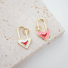 Load image into Gallery viewer, Dainty Enamel Love Lock Charm, 18K Gold Plated Necklace Making Pendant, Love Lock Pendant, 18x10m, Jewelry Findings S1031