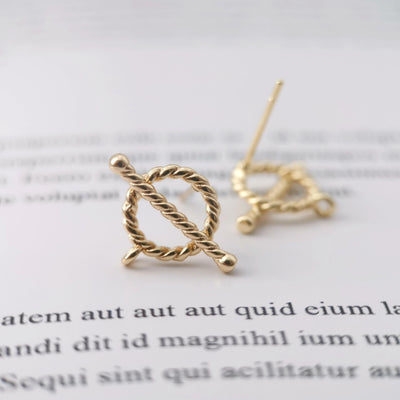 10pcs 14K Gold Round Post With Loop, Round Stud Earring Nickel Free, 16x12mm, Hypoallergenic Earring Findings Z084