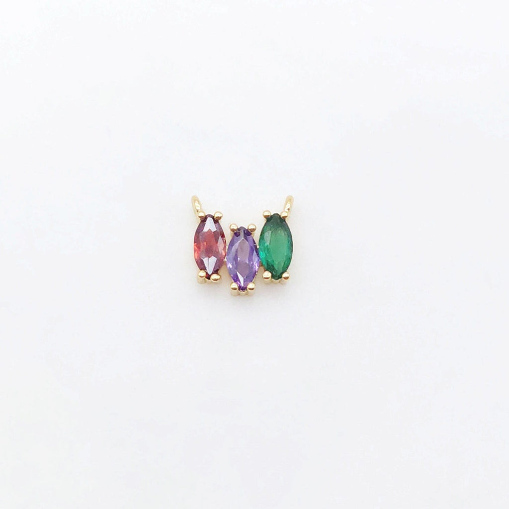 Rainbow Cubic Tennis Connector, 4mm CZ, 18K Gold Plated CZ Pave Tennis Pendant, Bracelet Making Charm, Jewelry Findings S20540