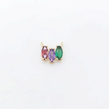 Load image into Gallery viewer, Rainbow Cubic Tennis Connector, 4mm CZ, 18K Gold Plated CZ Pave Tennis Pendant, Bracelet Making Charm, Jewelry Findings S20540