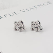 Load image into Gallery viewer, 10pcs Irregular Earring Post with Loop, 14K White Gold Plated, S925 Silver Pin Nickel Free Earrings, Knot Ear Stud with Loop ZX147