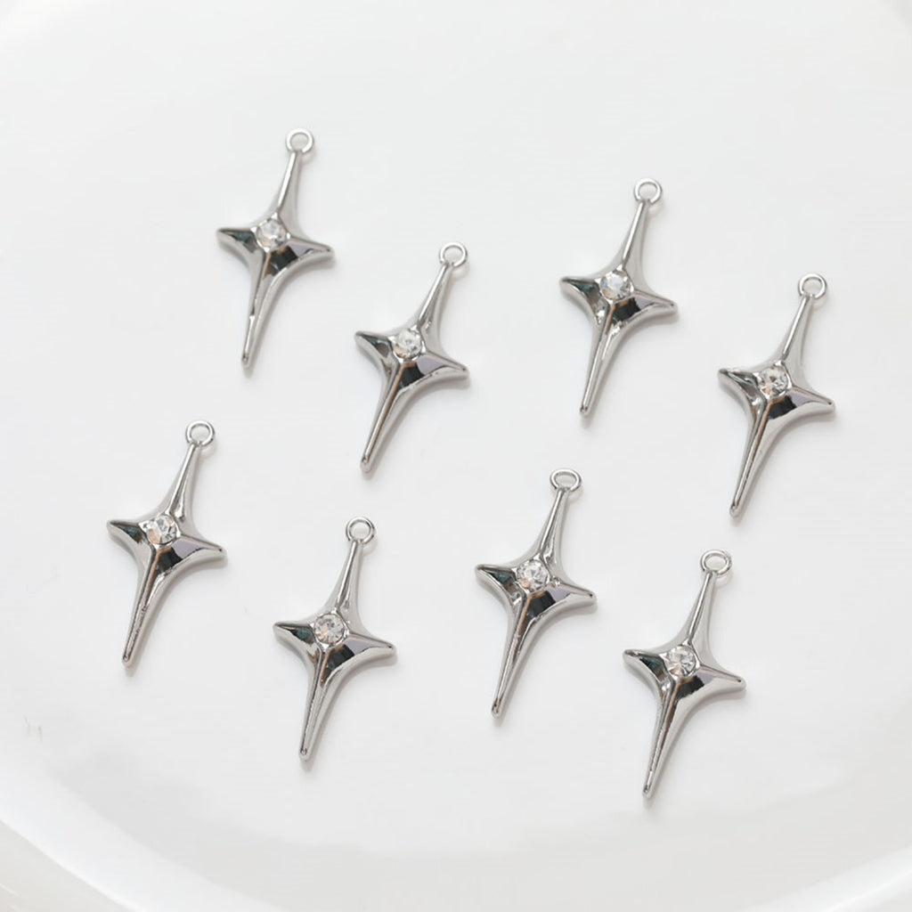 North Star Charms,  Crystal Cubic Pave Star Pendant, 18K Gold Plated, Necklace Making Star Charms, Jewelry Findings ZZ032